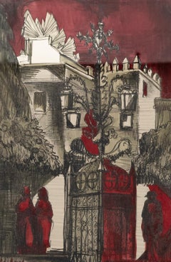 Laurie - Monotype encadré du milieu du 20e siècle, At the Iron Gate