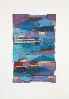 Vintage Layers, Monoprint and mixed media by Manuel Rodriguez Jr.