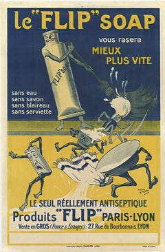 Affiche d'antiquités française d'origine Le « FLIP » Soap