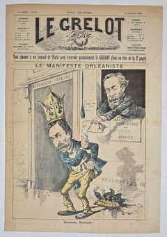 Antique Le Grelot - Le Manifeste Orléaniste - Original Lithograph - 1887