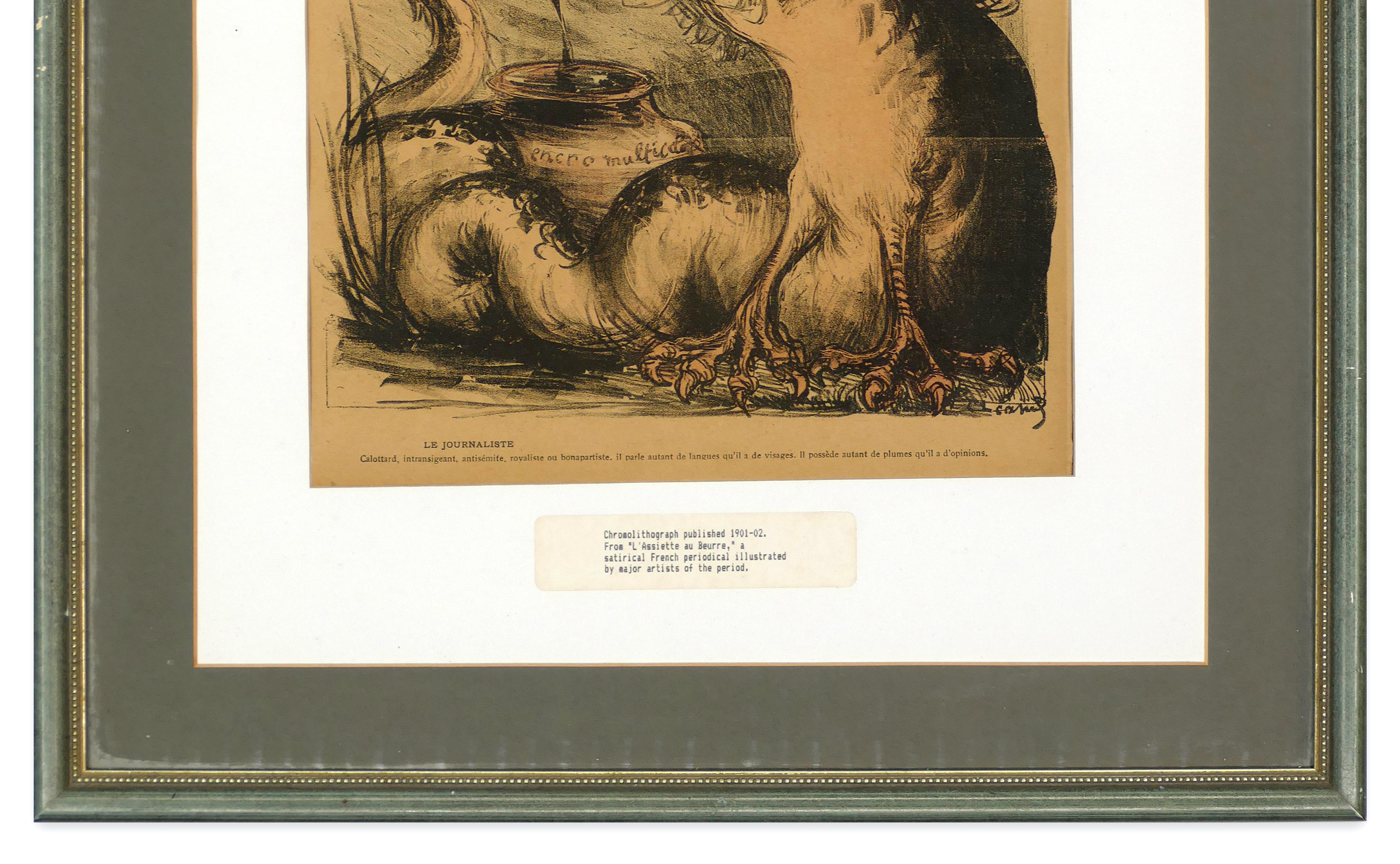 Le Journaliste - Cromolitografia originale - 1901/02 - Figurative Print Marrone di Unknown