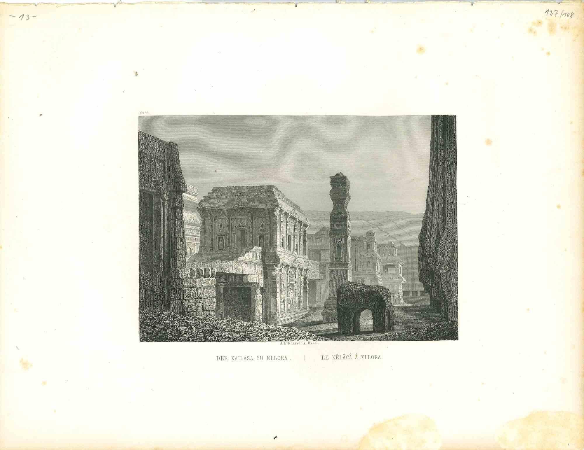 Unknown Figurative Print - Le Kelaca à Ellora - Original Lithograph - Mid-19th Century
