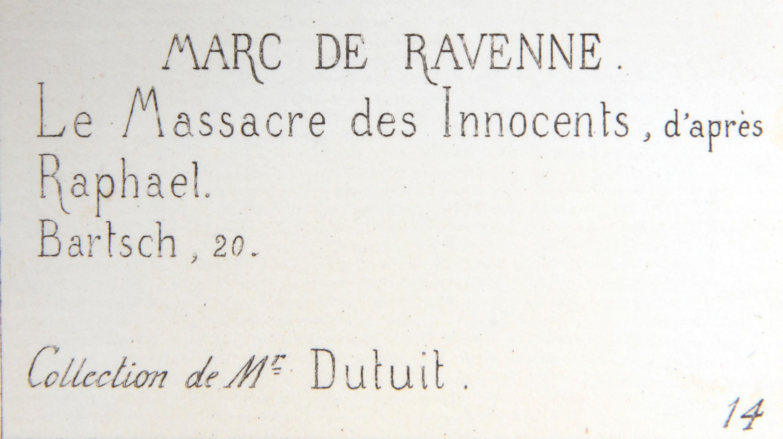 Le Massacre des Innocents, Old Masters Heliogravure Etching by Marc de Ravenne For Sale 1