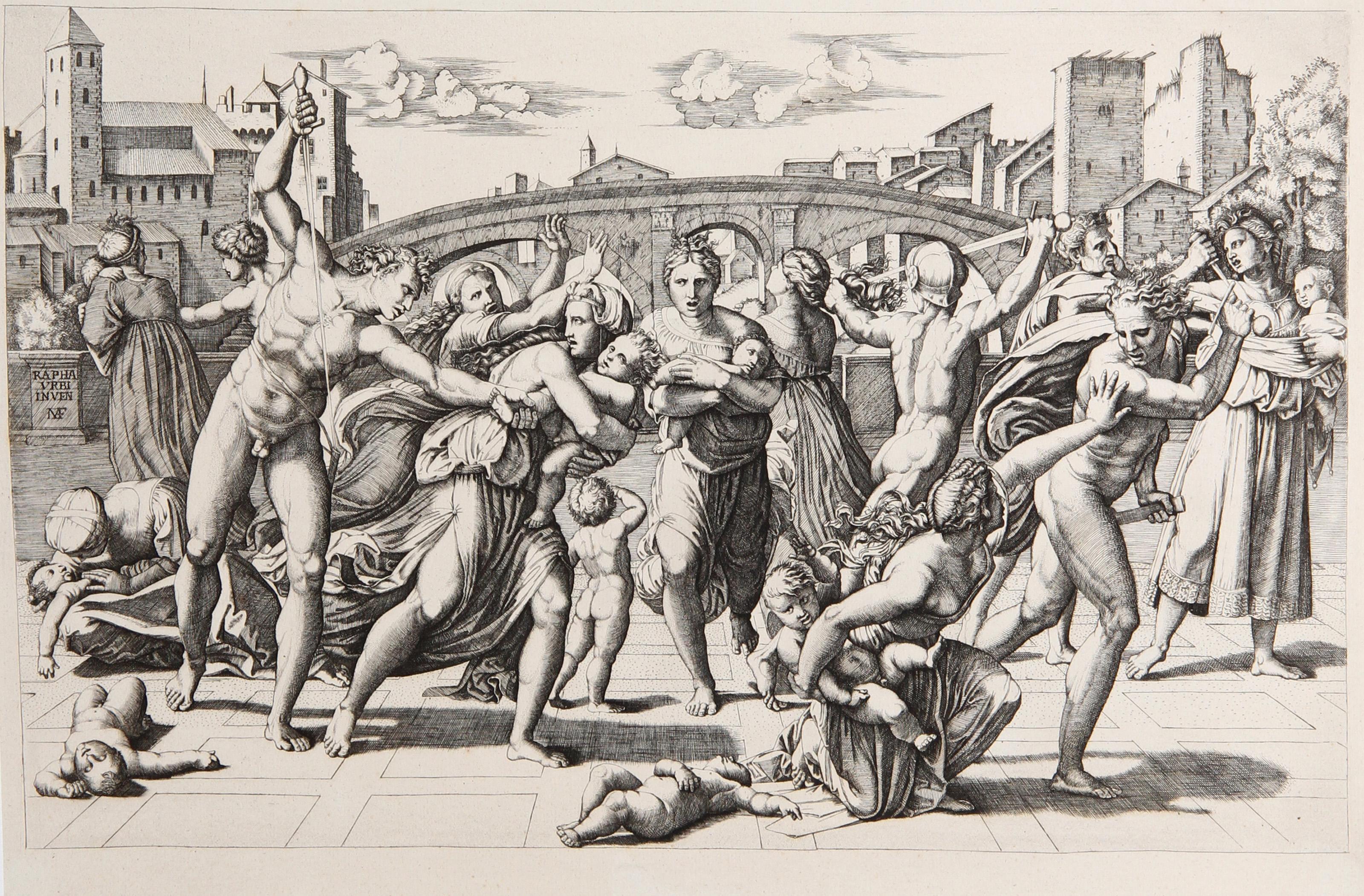 Marc de Ravenne, After by Amand Durand, French - Le Massacre des Innocents (d'Apres Raphael), Medium: Heliogravure, Size: 11.25  x 17.25 in. (28.58  x 43.82 cm), Printer: Amand Durand, Description: French Engraver and painter Charles Amand Durand,