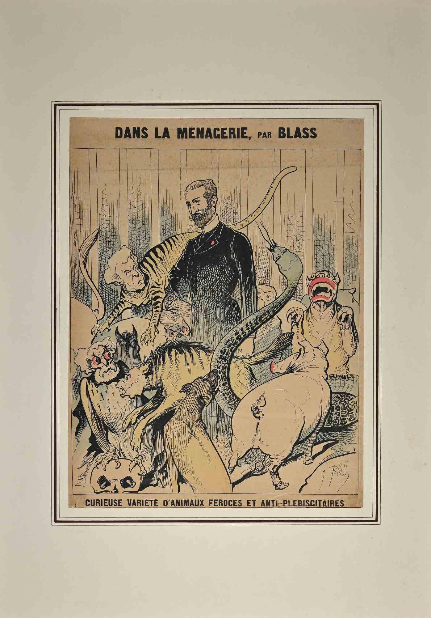 Le Pilori - Dans La Menagerie - Original Lithograph - 1888 - Print by Unknown