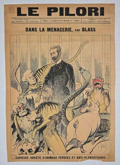Antique Le Pilori - Dans La Menagerie - Original Lithograph - 1888