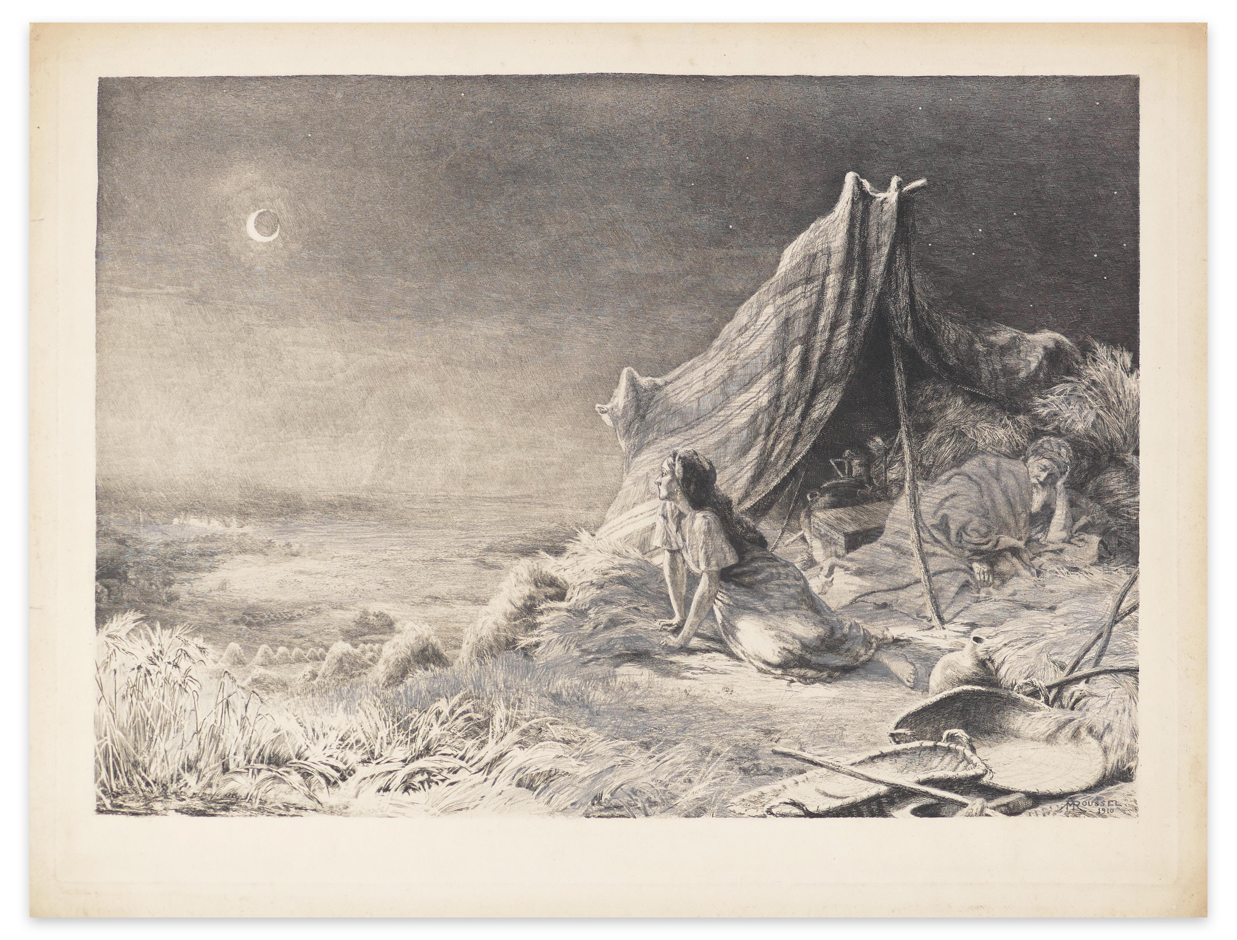 Unknown Landscape Print - Le Repos dans le Desert - A.M. Roussel - 1910