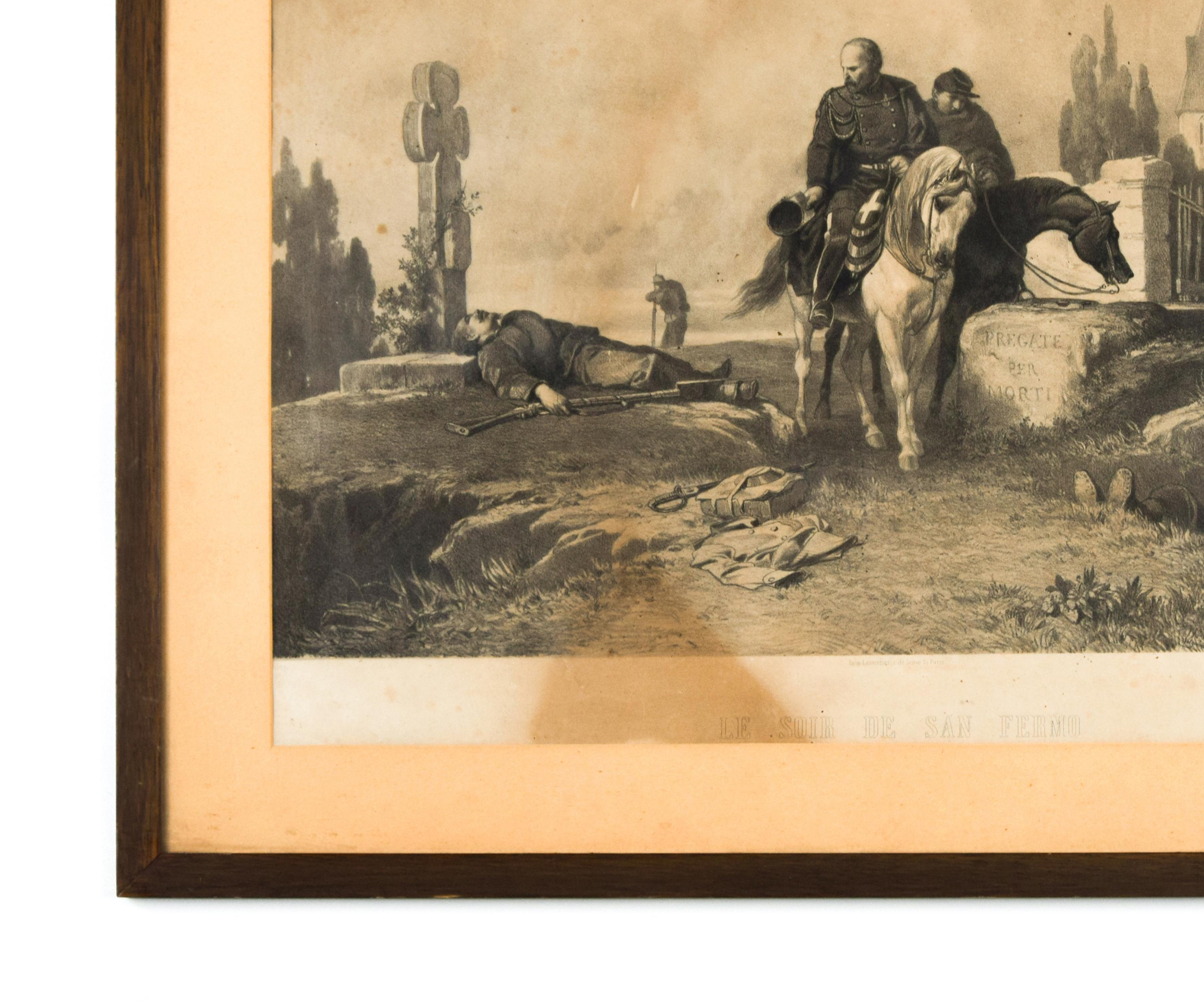 Le Soir de San Fermo – Originallithographie, spätes 19. Jahrhundert (Beige), Figurative Print, von Unknown