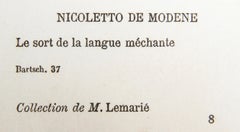 Le Sort de la Langue Mechante, Old Masters Etching by Nicoletto da Modena