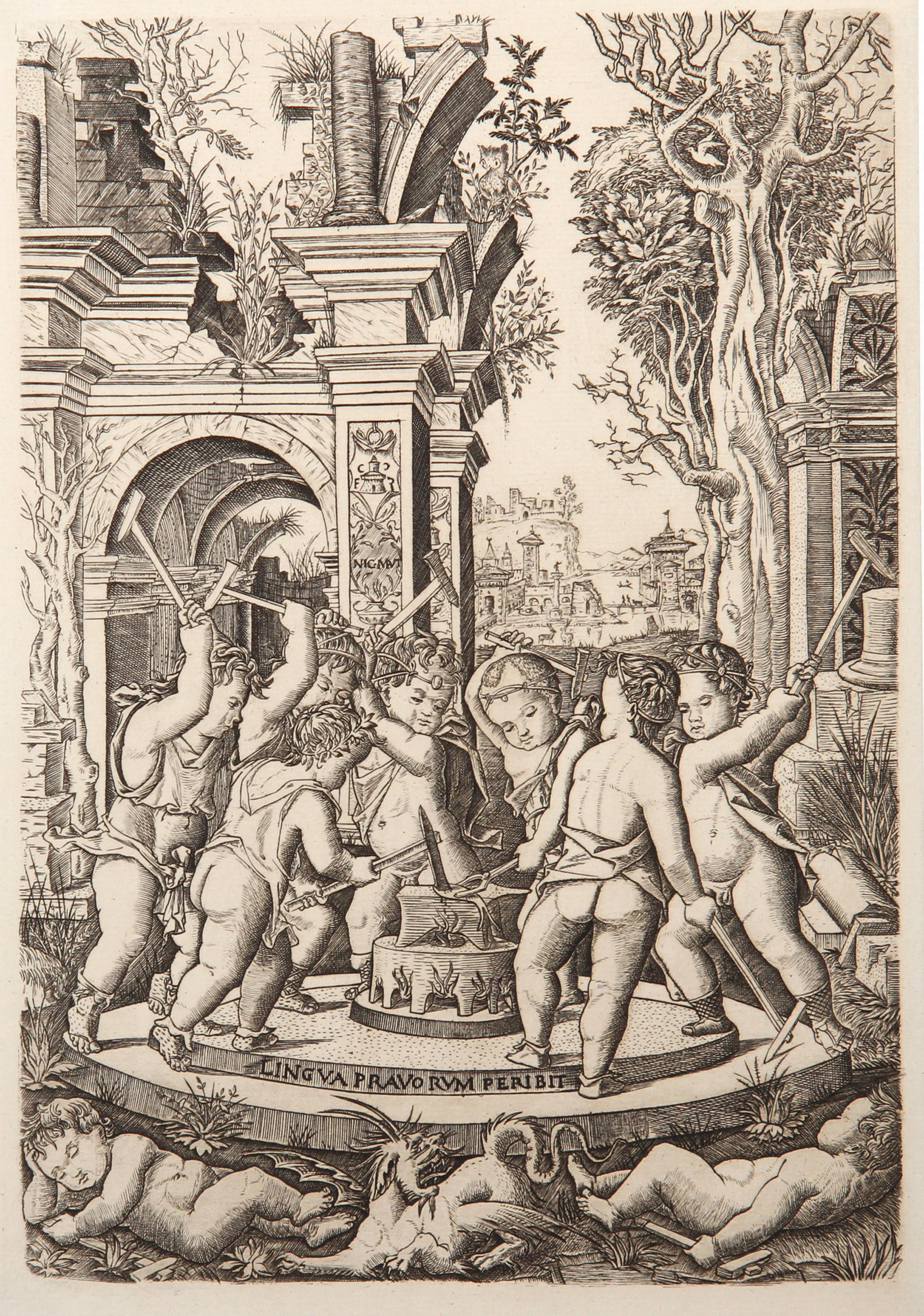  Nicoletto da Modena, D'après Amand Durand, Italien (1490 - 1569) - Le Sort de la Langue Mechante, Année : 1873, Support : Héliogravure sur papier vergé, Format : 12  x 8.25 in. (30.48  x 20,96 cm), Imprimeur : Amand Durand, Description : Publié