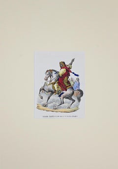 Leader of the Arab army - Original Watercolor Lithograph - 1848 ca.