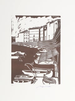 Canal de Livorno, Linograbado moderno de Biagio Civale