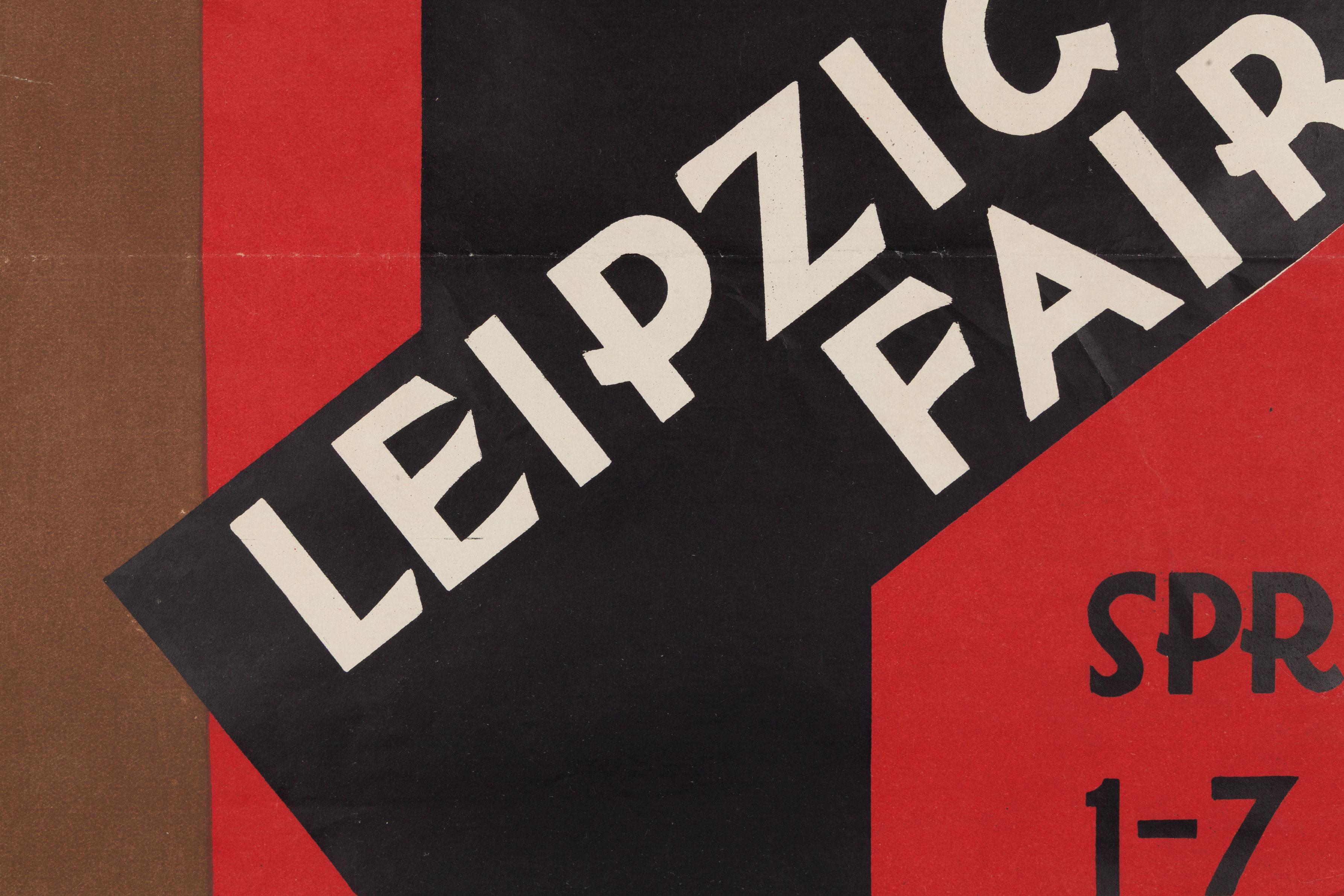 Poster pubblicitario Fiera di Lipsia e Fiera Tecnica, Bauhaus, 1925 - Print Marrone di Unknown