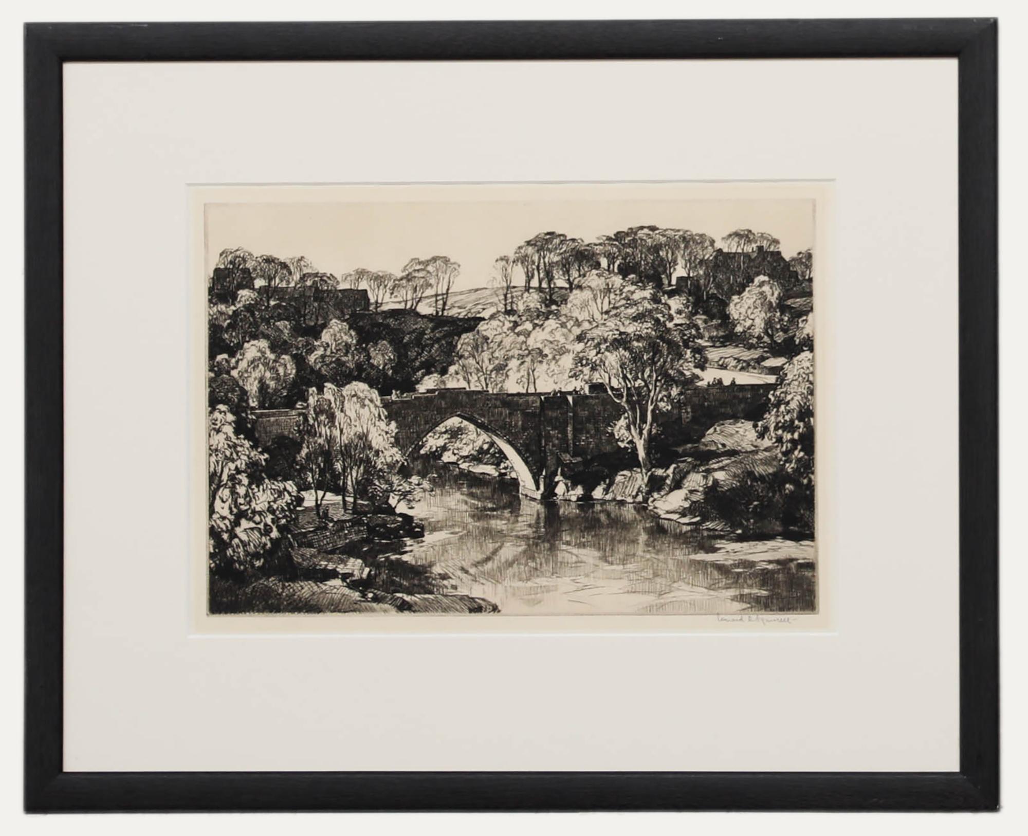 Unknown Landscape Print - Leonard R. Squirrell RWS RI RE (1893-1979) - Framed Etching, Brig O'Balgownie