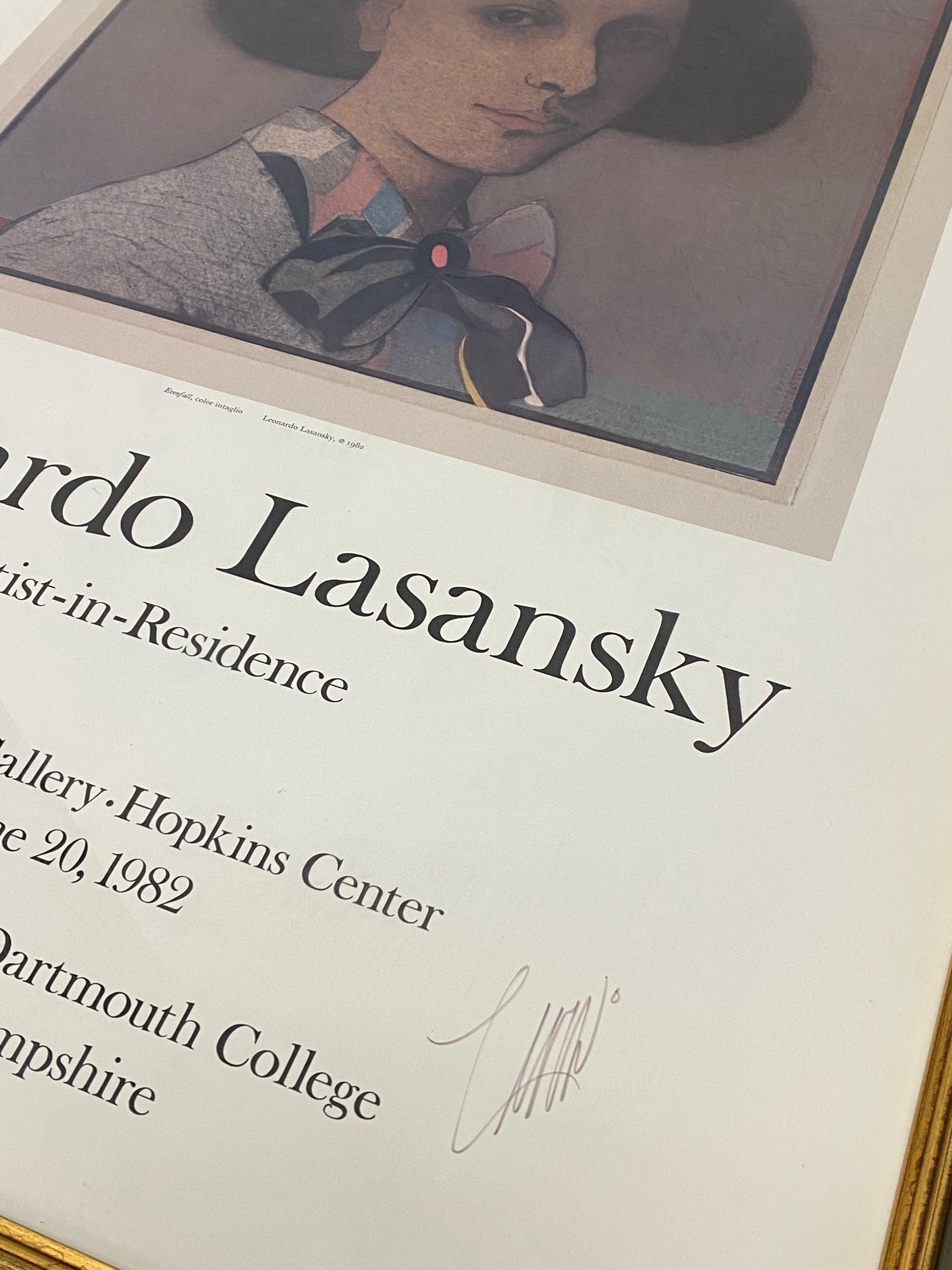 Leonardo Lasansky Signed & Framed Exhibition Poster C.1982 - Impressionist Print by Unknown