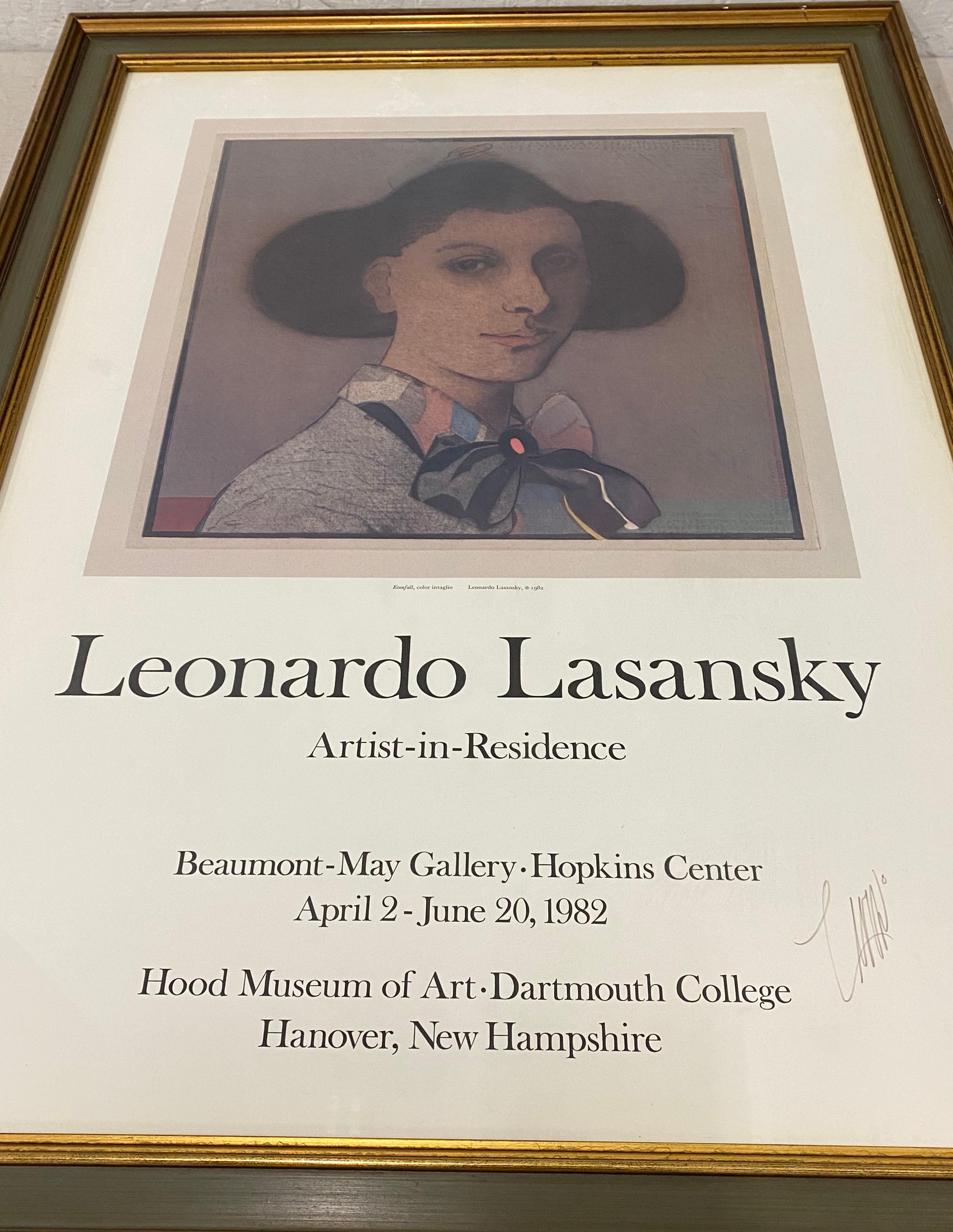 Leonardo Lasansky Signed & Framed Exhibition Poster C.1982 - Brown Portrait Print by Unknown