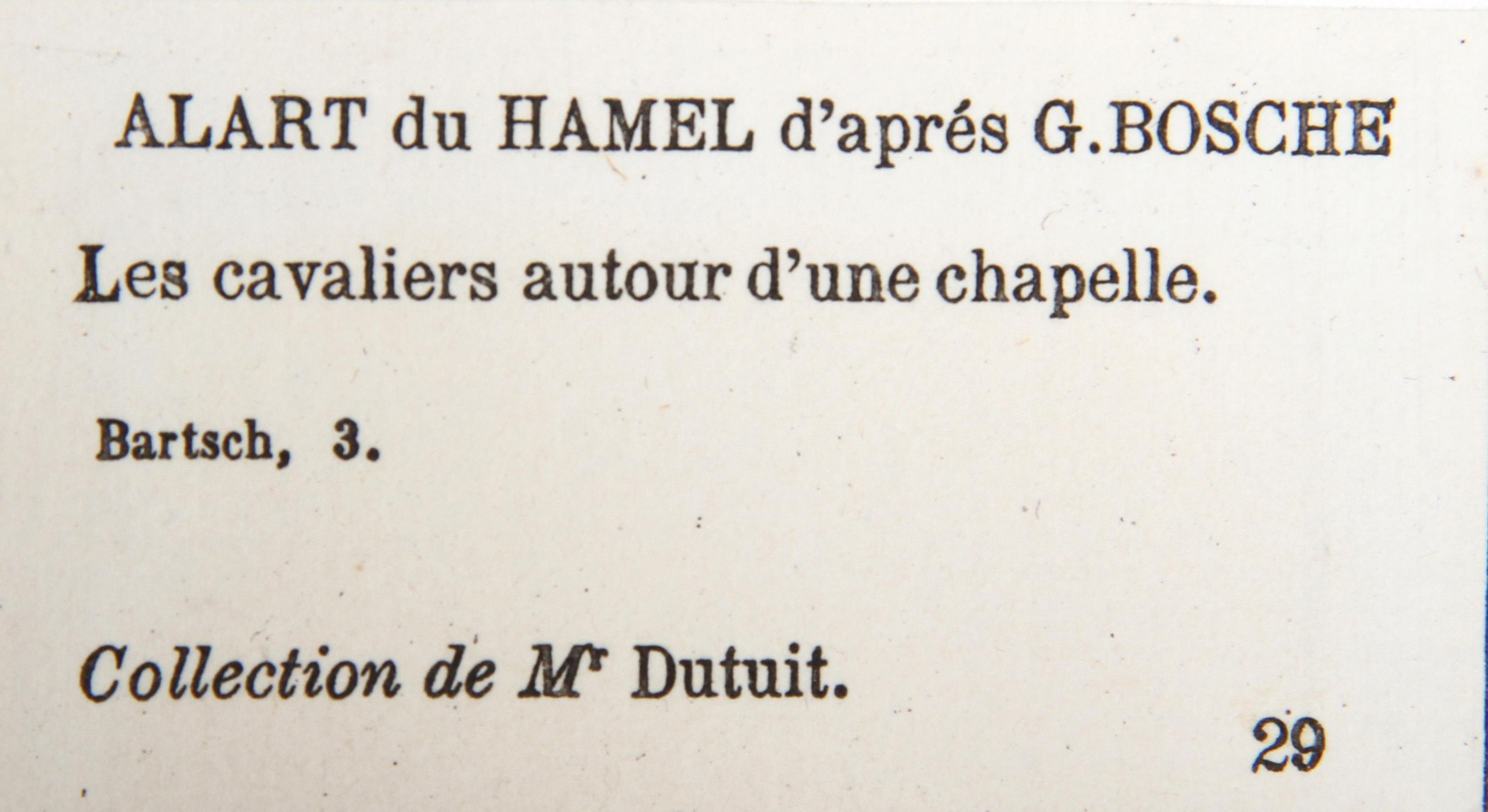 Les Cavaliers Autour d'Une Chapelle, Old Masters Etching after Alaert du Hamel For Sale 1