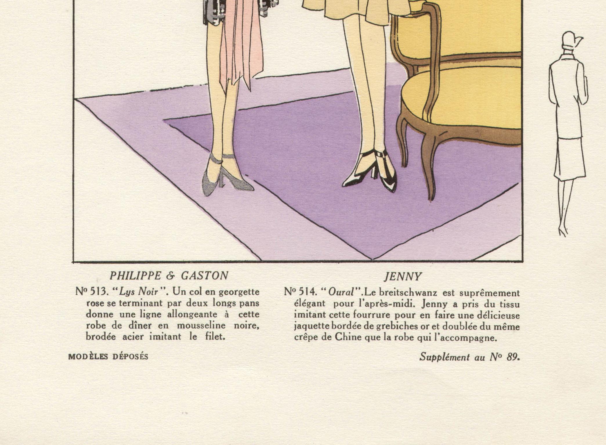 Les Creations Parisiennes, French Art Deco Fashion Design Pochoir, 1926 - Print by Unknown