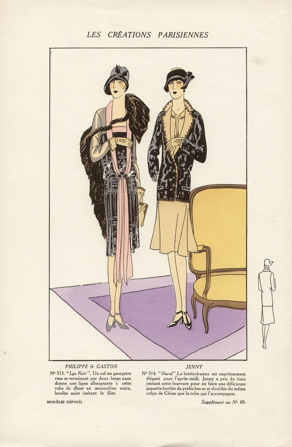 Unknown Figurative Print - Les Creations Parisiennes, French Art Deco Fashion Design Pochoir, 1926