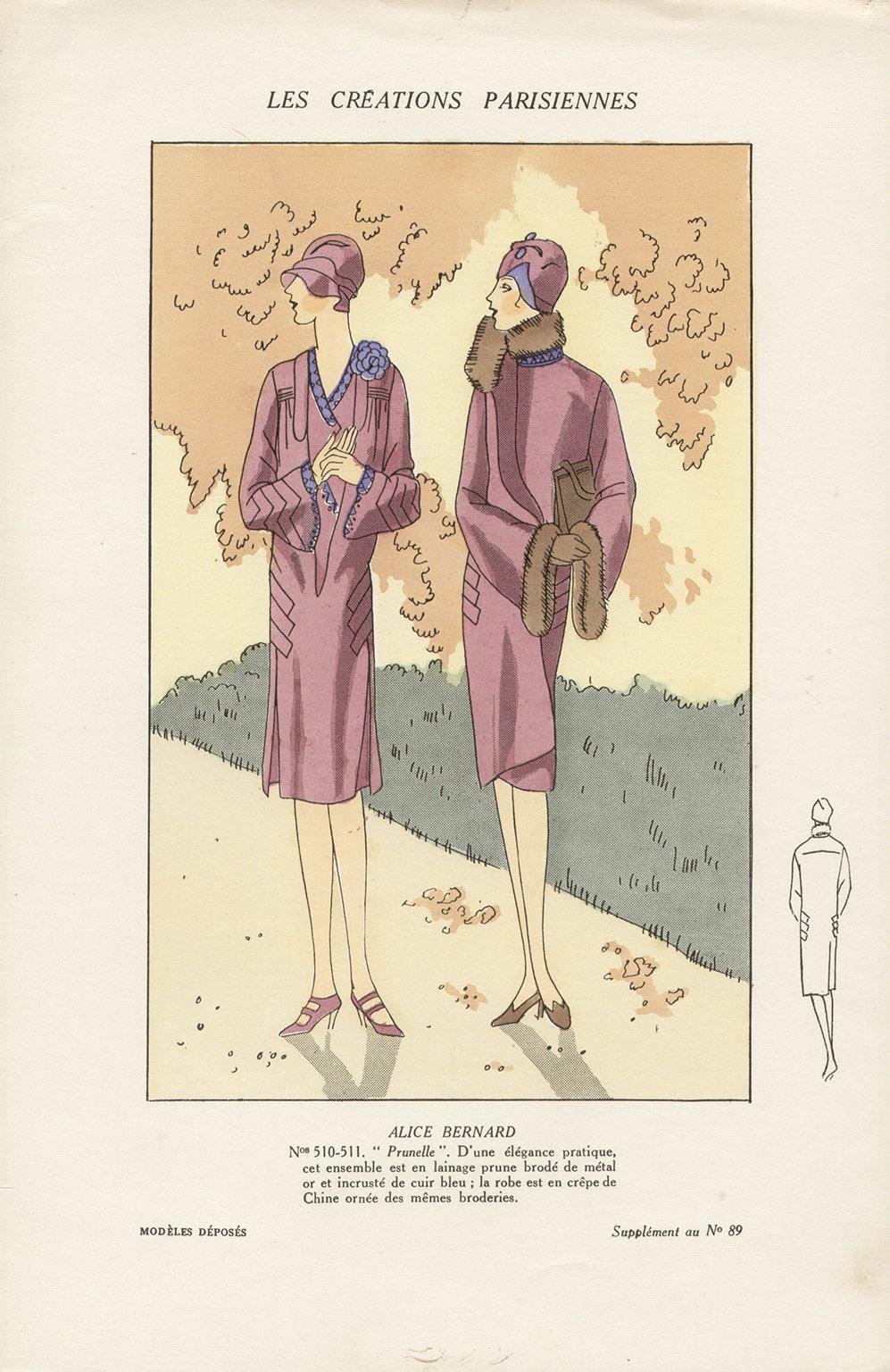 Unknown Figurative Print - Les Creations Parisiennes, French Art Deco Fashion Design Pochoir, 1926