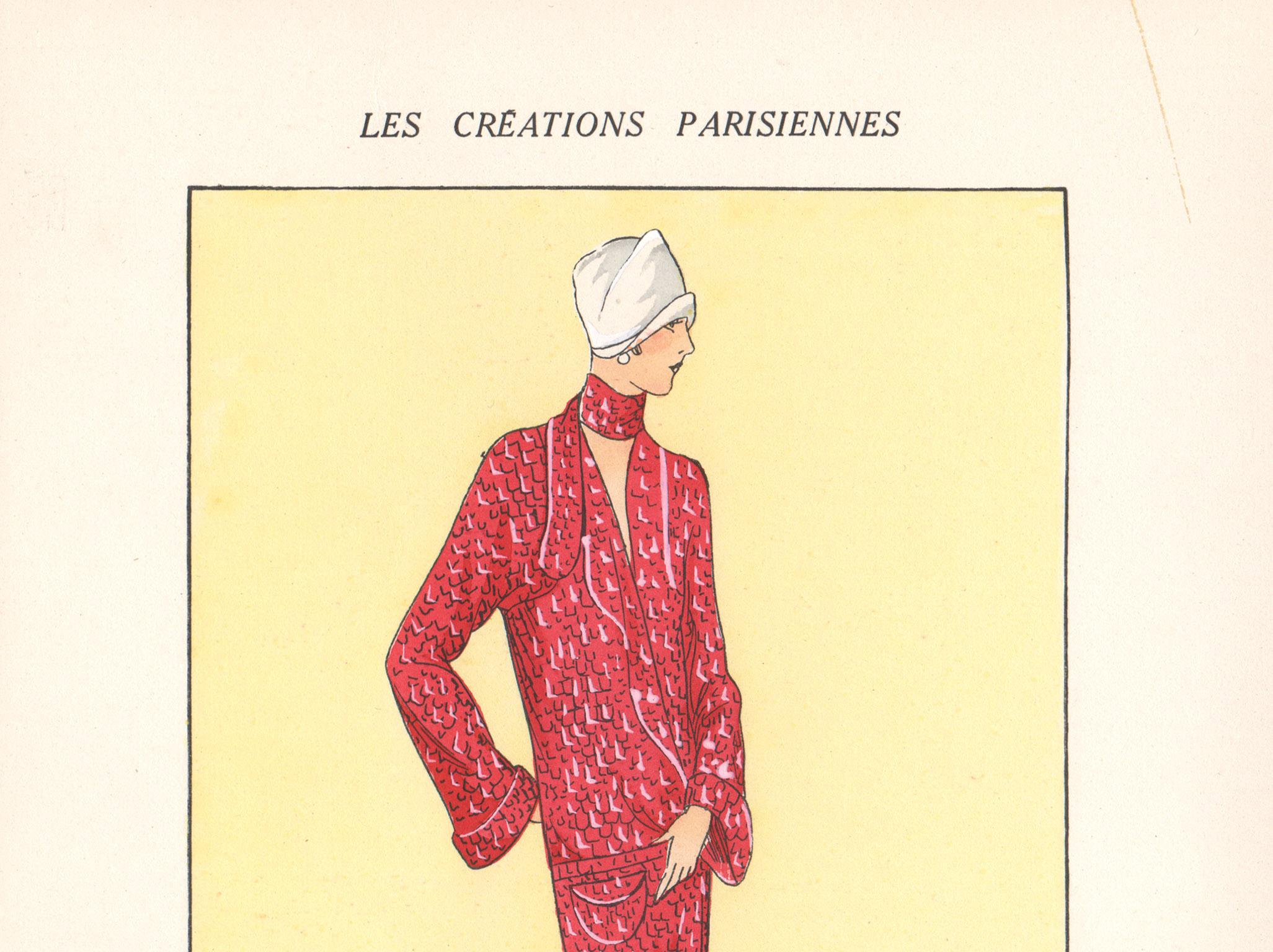 Les Creations Parisiennes, French Art Deco Fashion Design Pochoir, 1927 - Print by Unknown