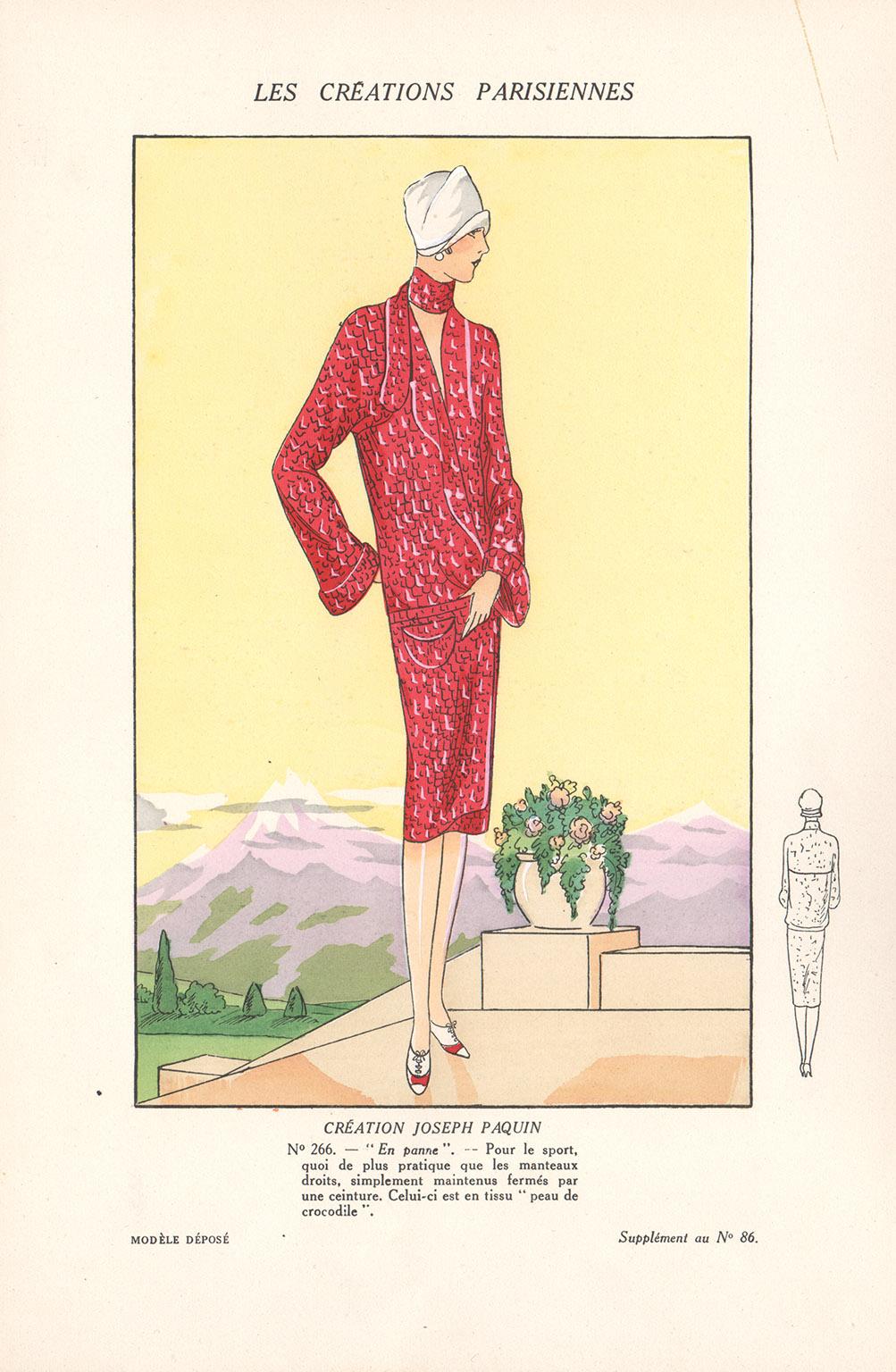 Unknown Figurative Print - Les Creations Parisiennes, French Art Deco Fashion Design Pochoir, 1927