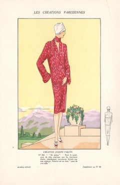 Les Creations Parisiennes, French Art Deco Fashion Design Pochoir, 1927