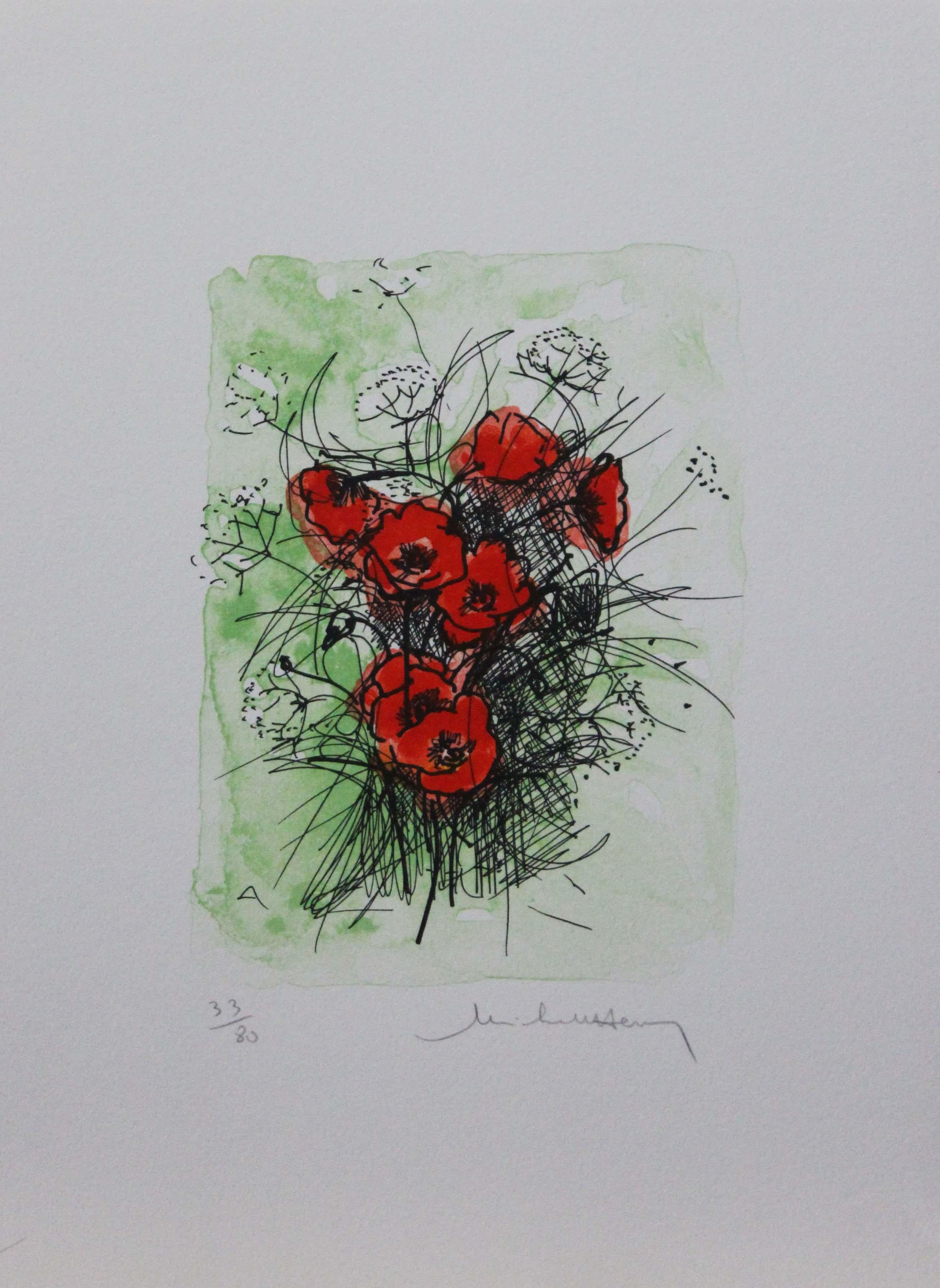 Unknown Still-Life Print - Les Fleurs #4-Limited Edition Print, Signed by Artist (Signature is Illegible) 