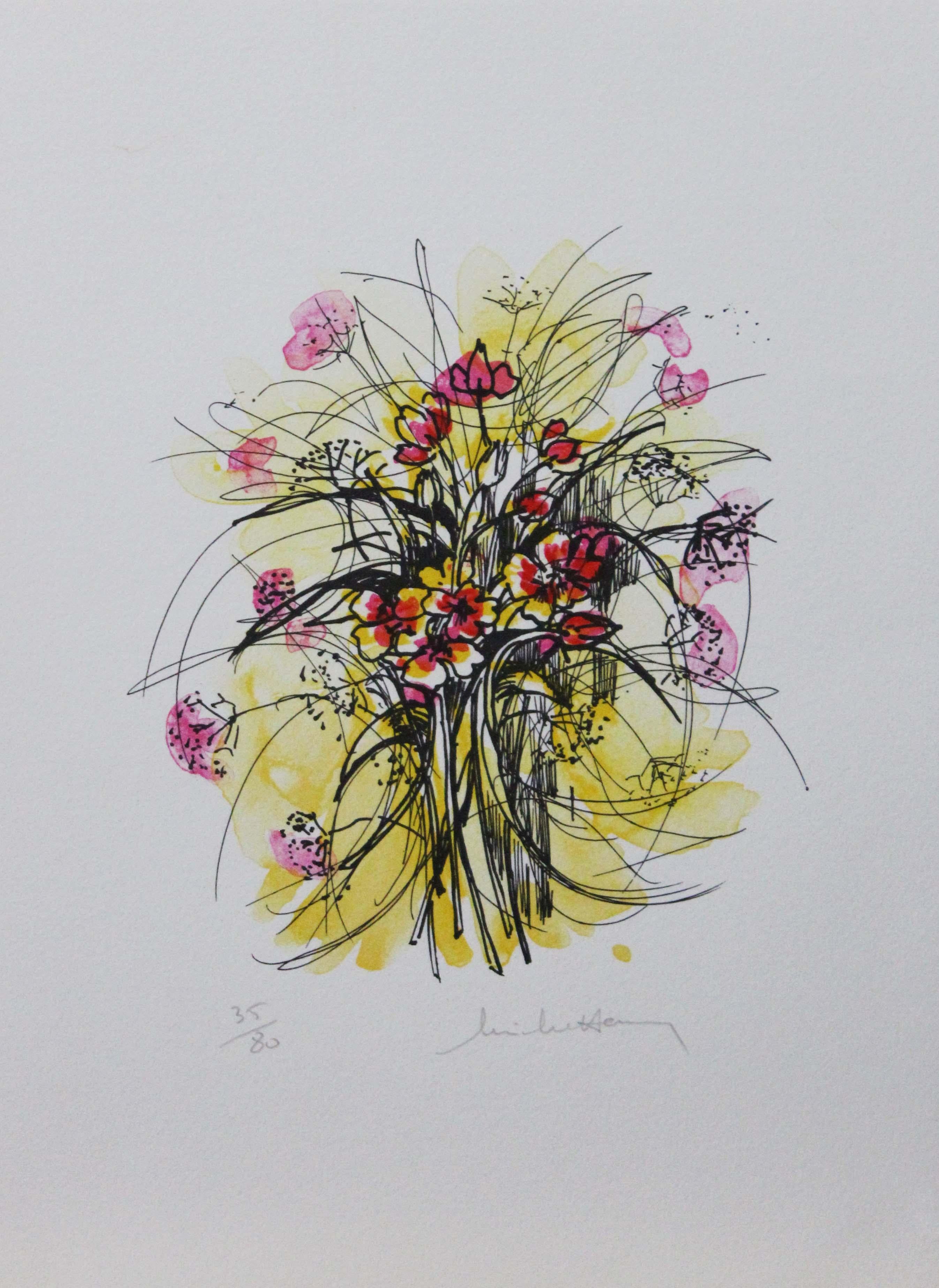 Still-Life Print de Unknown - Les Fleurs-Impresión de edición limitada, la firma del artista es ilegible