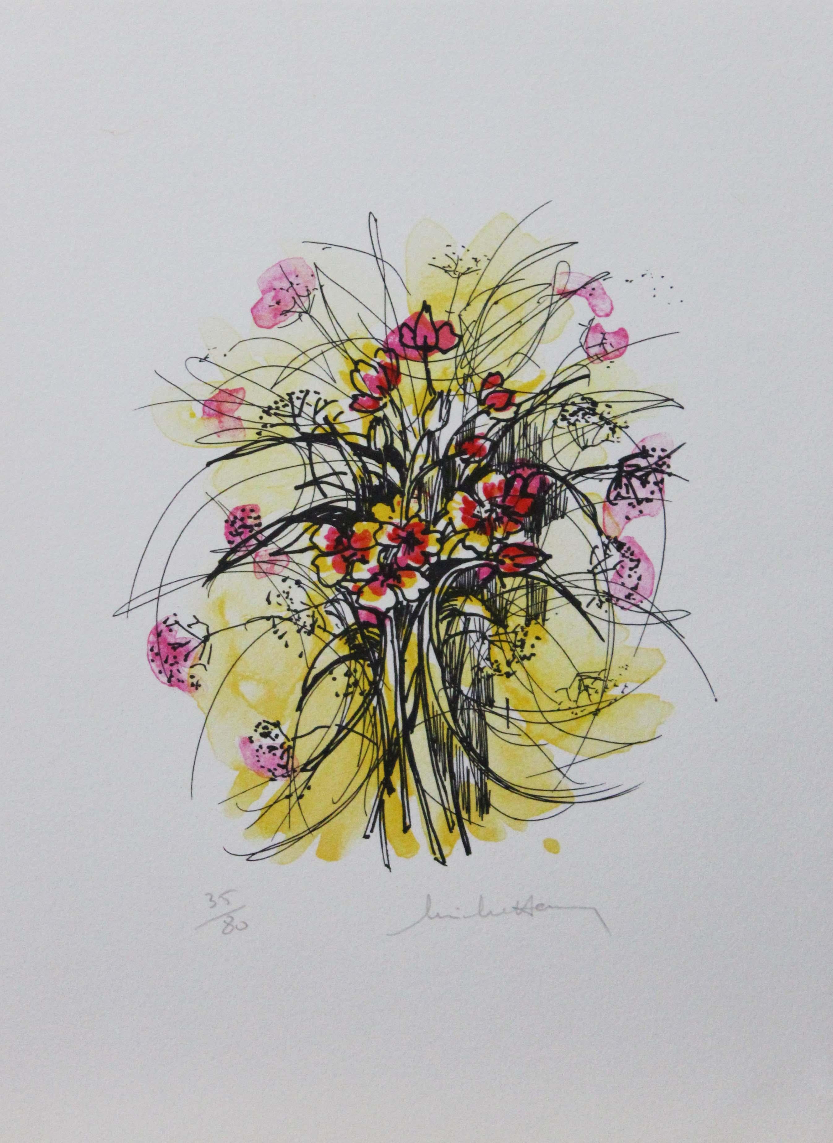 Unknown Still-Life Print – Druck "Fleurs-Limited Edition", Künstlersignatur unleserlich