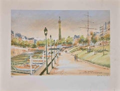 Les Jardins de l'Arsenale de la Bastille - Lithograph-Mid 20th Century