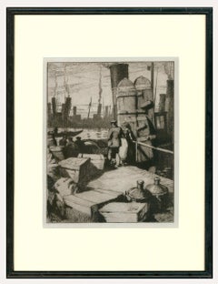 Leslie Moffat Ward (1888-1978) - Early 20th Century Etching, Among the Tugs
