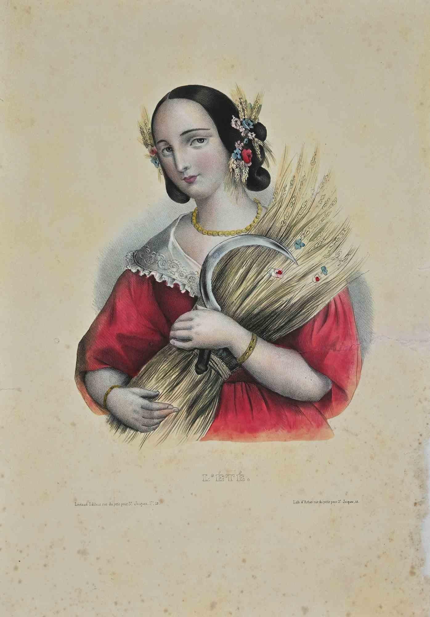Unknown Portrait Print - L'été - Original Lithograph - Late 19th Century