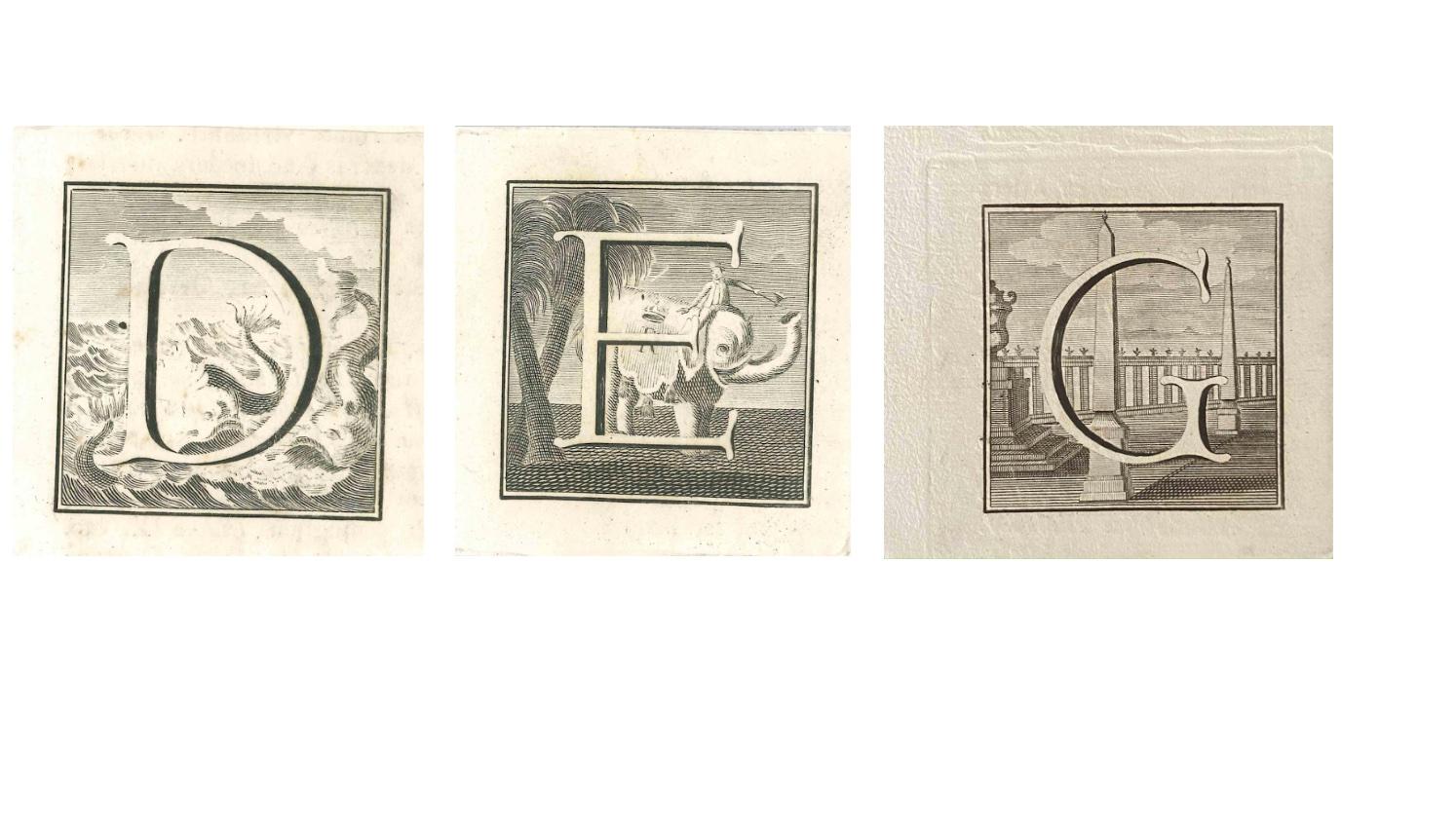 Unknown Figurative Print - Letters E, D and G from "Antiquities of Herculaneum"