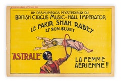 Cartel de magia de levitación, El faquir Shah Rabey y La mujer aérea, c. 1915