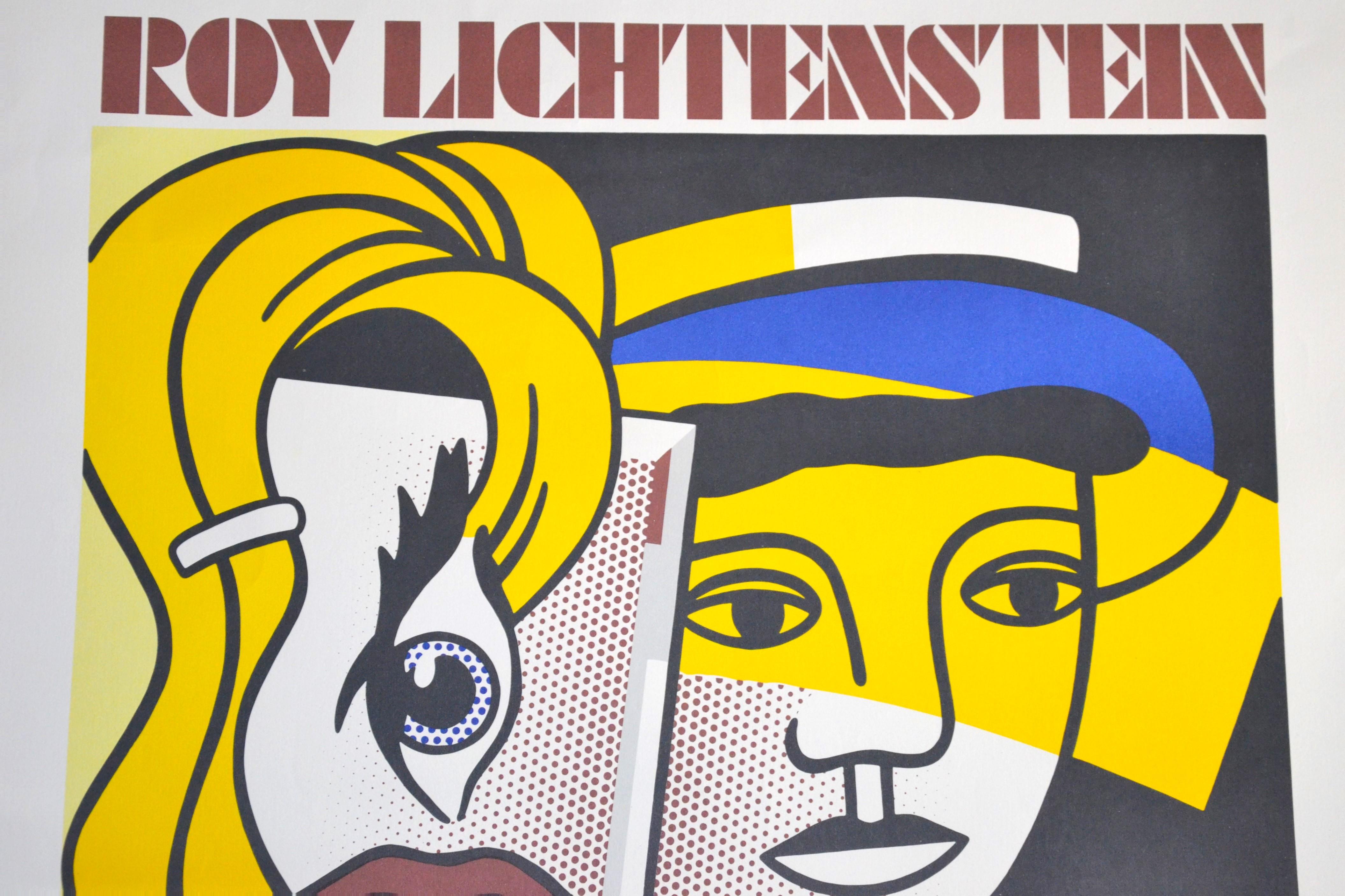 Lichtenstein Exhibition Poster est une affiche très colorée réalisée à l'occasion de l'exposition de l'artiste à la Leo Castelli Gallery New York en 1979 (Recent Paintings held in Leo Castelli Gallery in New York, April 28-May 19, 1979).

Bon état à