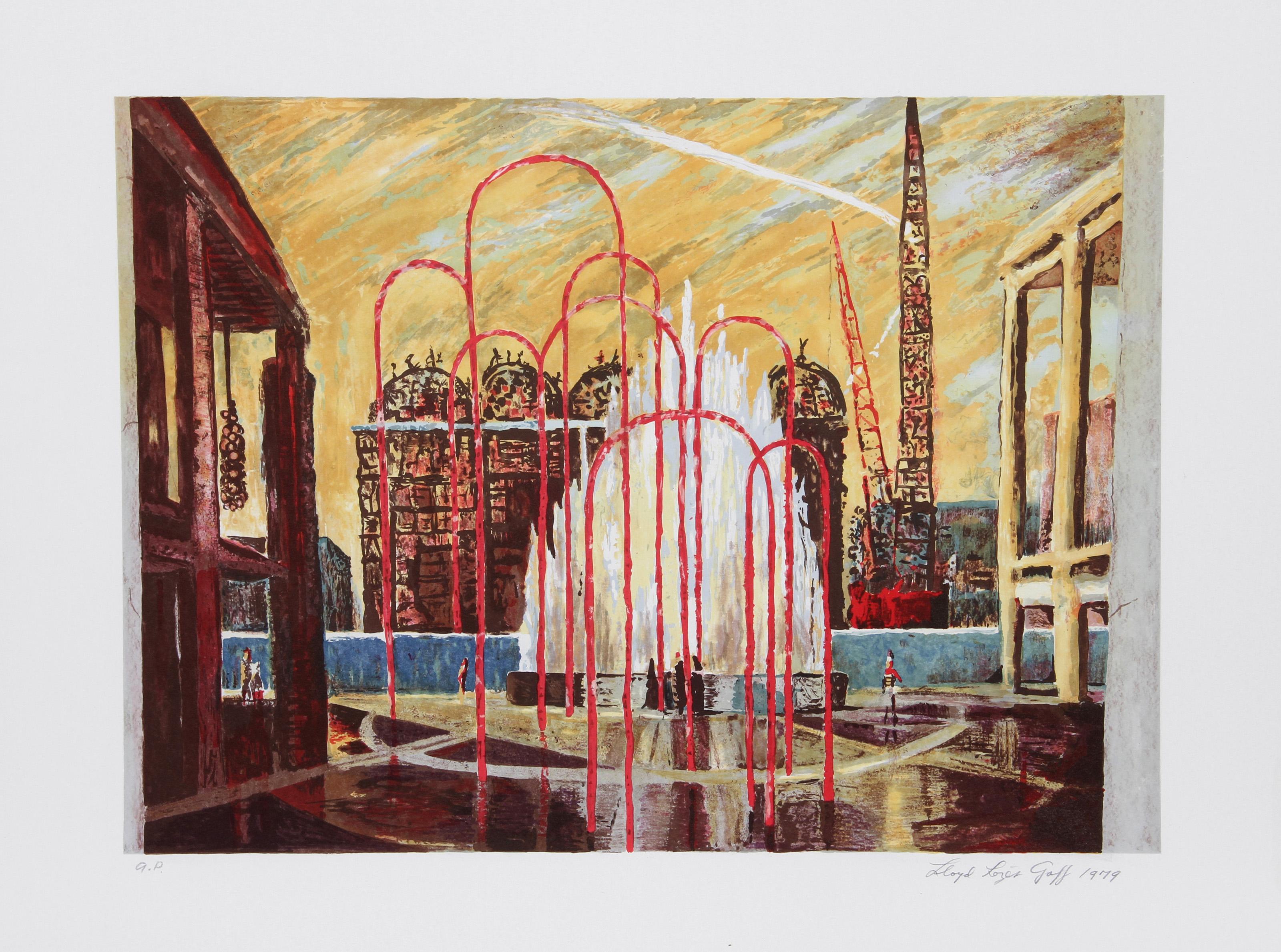 Lincoln Center Fantasy, Modern Lithograph by Lloyd Lozes Goff