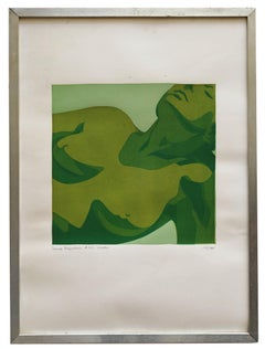 LINDA 1972- Color silkscreen print signed Anna Rabolini , Italy 1970s