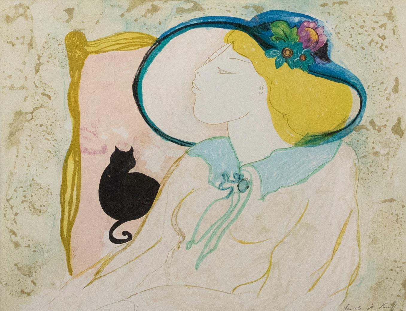 Linda Le Kinff (nata nel 1949) - Litografia del XX secolo incorniciata, Laure - Print di Unknown