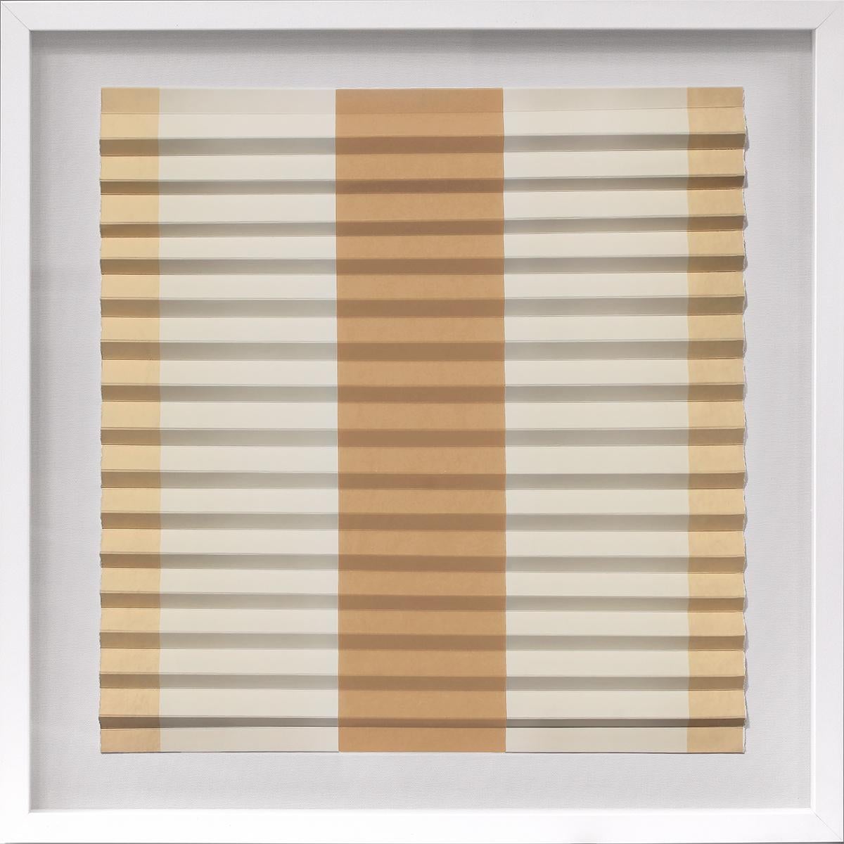 Unknown Print - Linear Folded Dreams, Small 1, silkscreened bhutan paper, dimensional art