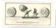 Lion - Ancient Roman Decoration - Original Etching - 18th Century