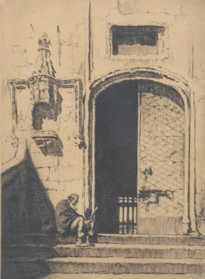Lionel Arthur Lindsay (1874-1961) - Etching, A Doorway, Castello Nouvo, Naples - Print by Unknown