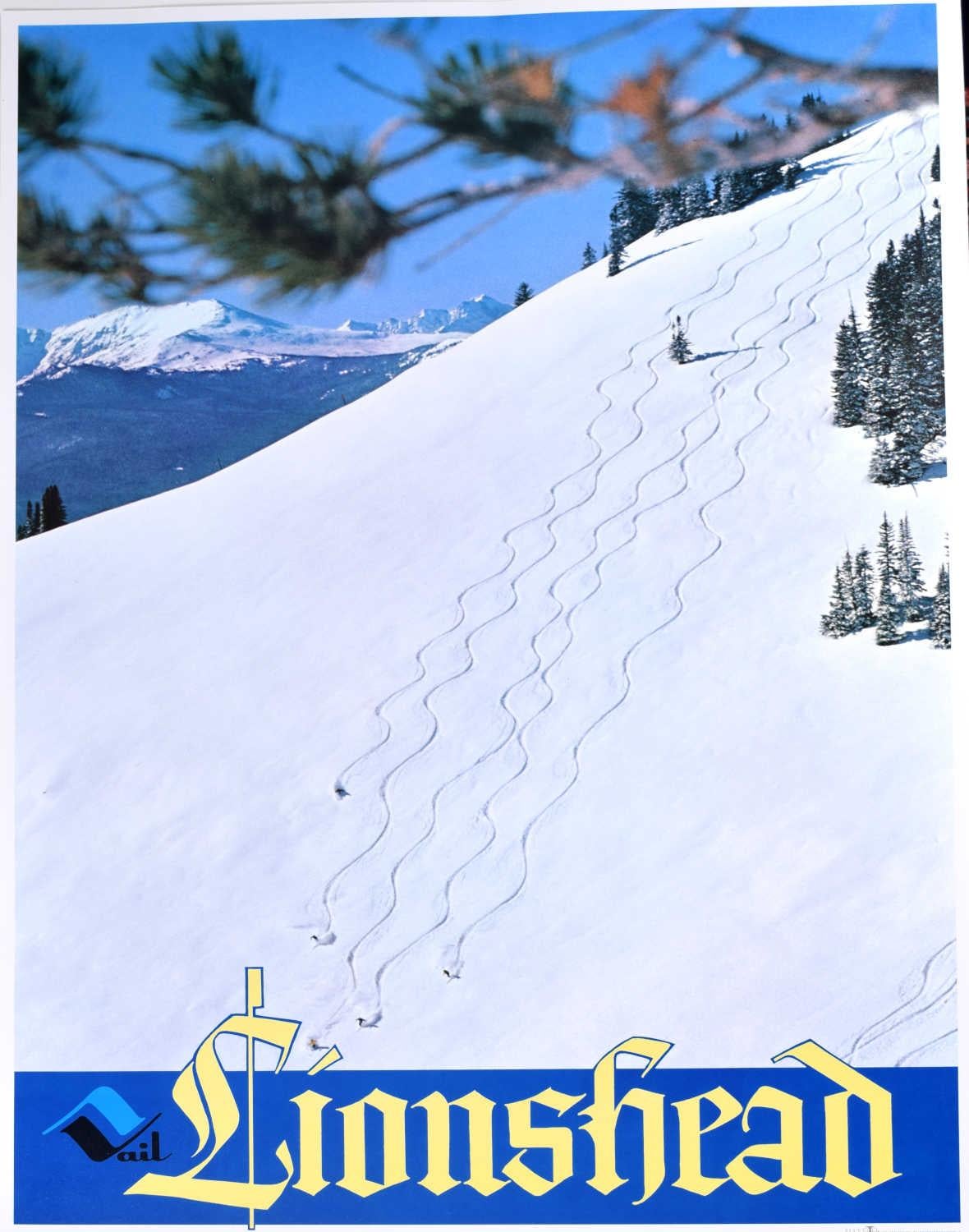Unknown Landscape Print - Lionshead, Vail, Colorado Vintage Ski Poster USA (c.1970) Powder Day