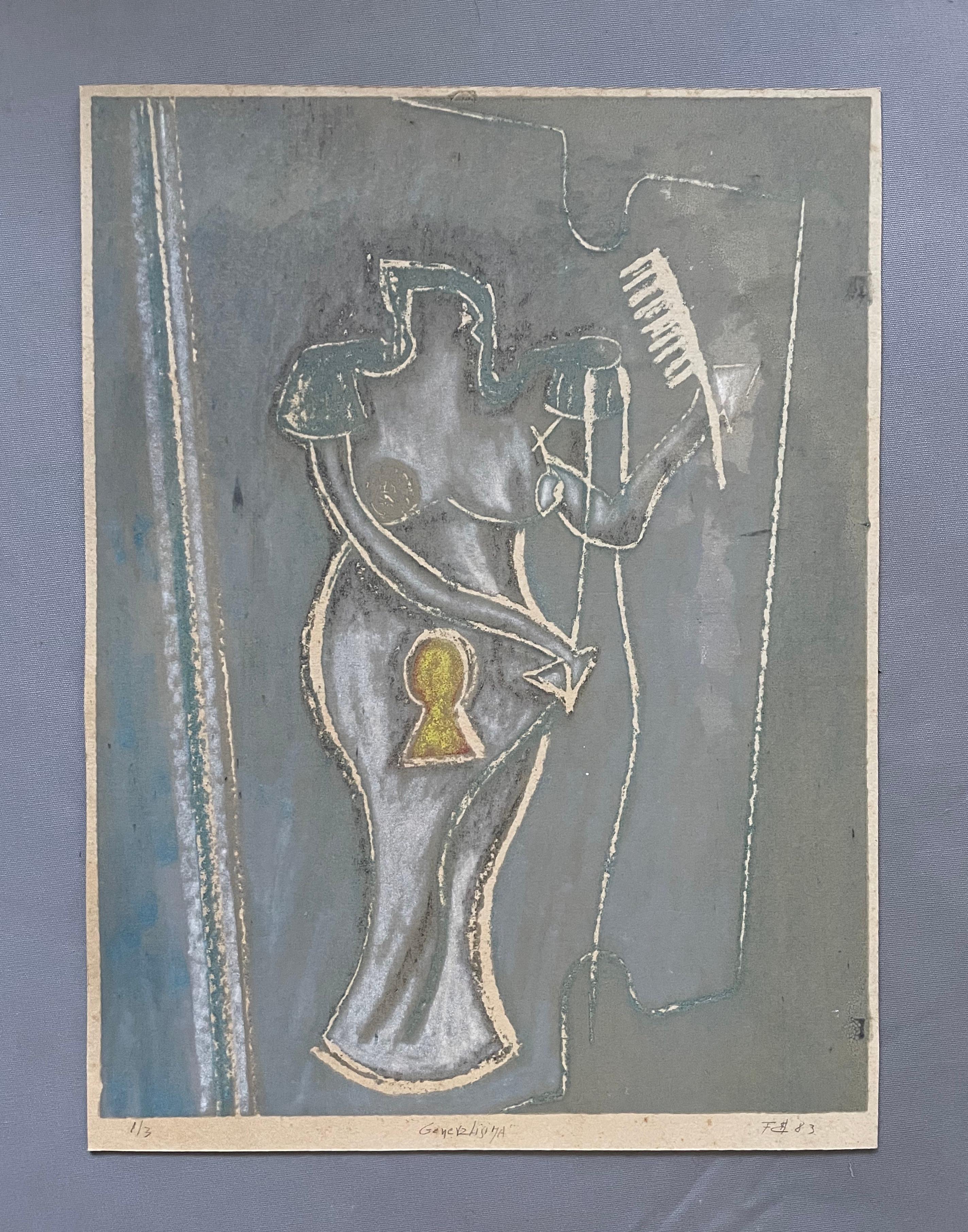 Unknown Nude Print – Lithographie, 1/3 nummeriert, Argentinischer Künstler?
