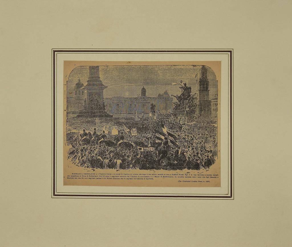 Unknown Figurative Print - London tribute to G. Garibaldi - Original Etching - 19th Century