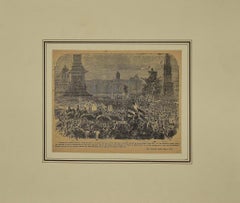 London tribute to G. Garibaldi - Original Etching - 19th Century