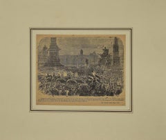 London tribute to G. Garibaldi - Original Etching - 19th Century