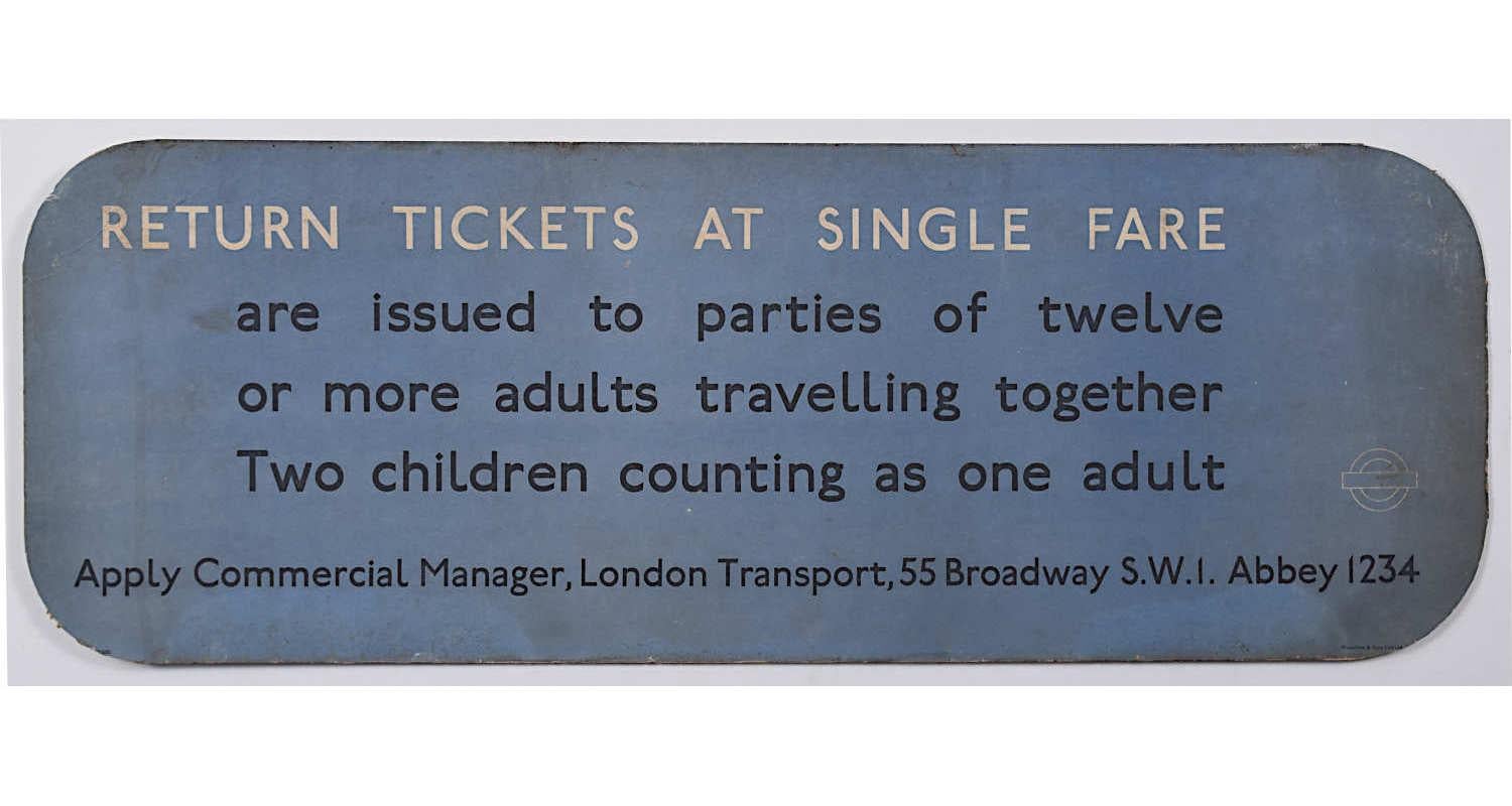Londoner U-Bahn ca. 1940er Jahre Gruppen-Reiseplakat Edward Johnston Typografie
