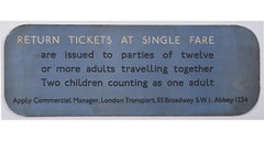 London Underground c. 1940s Group Travel Poster Edward Johnston Typeface