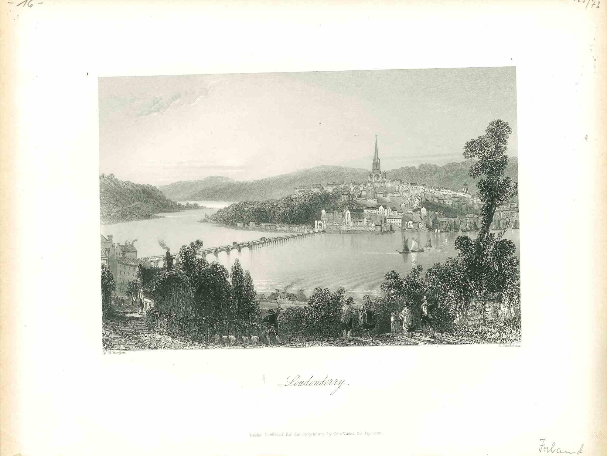 Unknown Landscape Print - Londonderry - Original Lithograph - Mid-19th Century